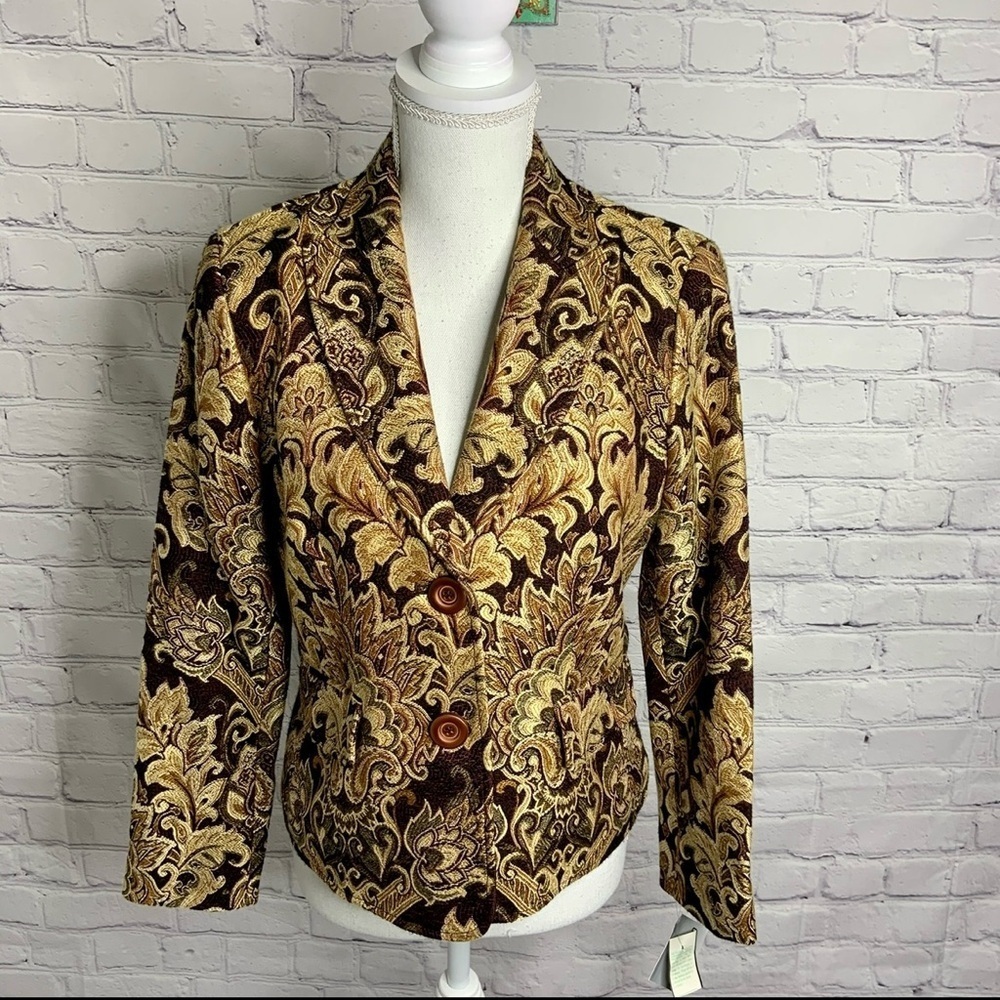 FOCUS 2000 Vintage Tapestry Blazer 8 Petite NWT